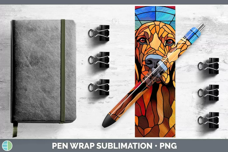 Dogs Stained Glass Bloodhound Pen Wrap Sublimation Epoxy Pen