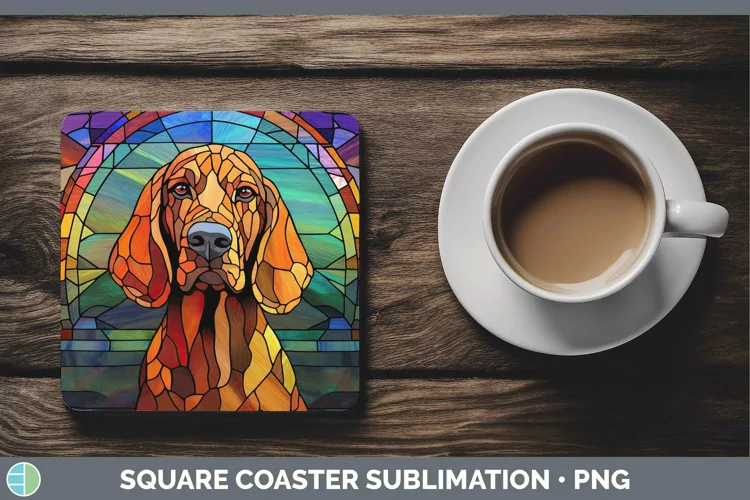 Dogs Stained Glass Bloodhound Square Coaster Sublimation Coa