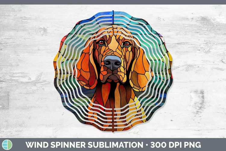 Dogs Stained Glass Bloodhound Wind Spinner Sublimation Spinn