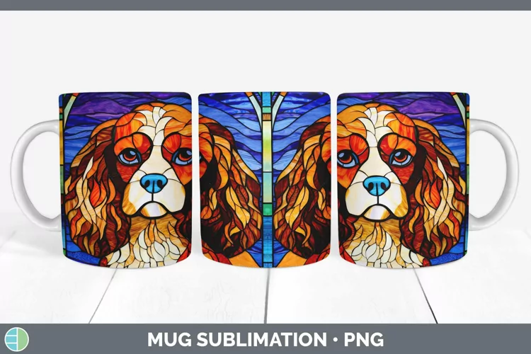 Dogs Stained Glass Cavalier King Charles Spaniel Mug Wrap Su