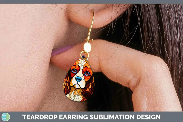 Dogs Stained Glass Cavalier King Charles Spaniel Teardrop Ea