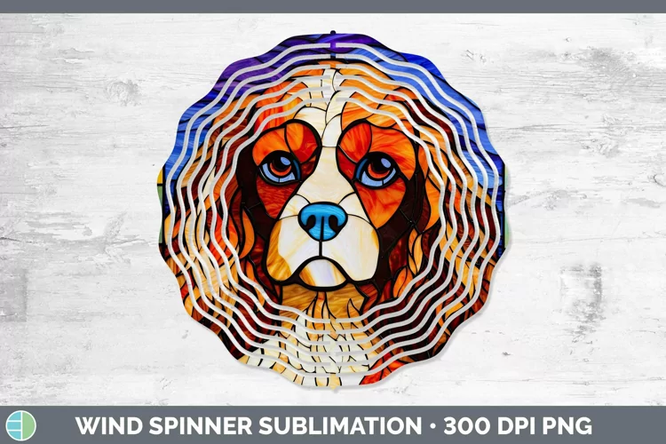 Dogs Stained Glass Cavalier King Charles Spaniel Wind Spinne