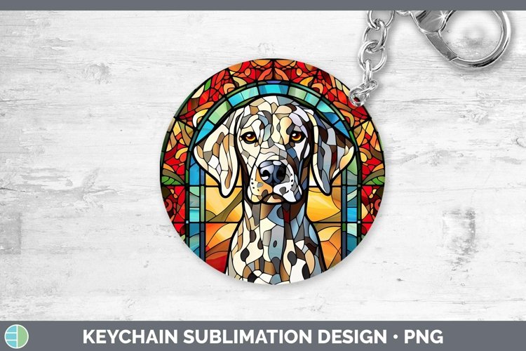 Dogs Stained Glass Dalmatian Keychain Sublimation Keyring De