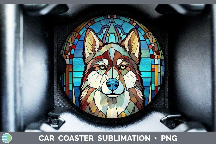 GorgeousDogs Stained Glass Car Coaster design.