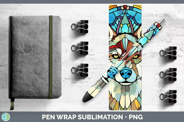 Dogs Stained Glass Husky Pen Wrap Sublimation Epoxy Pen Desi