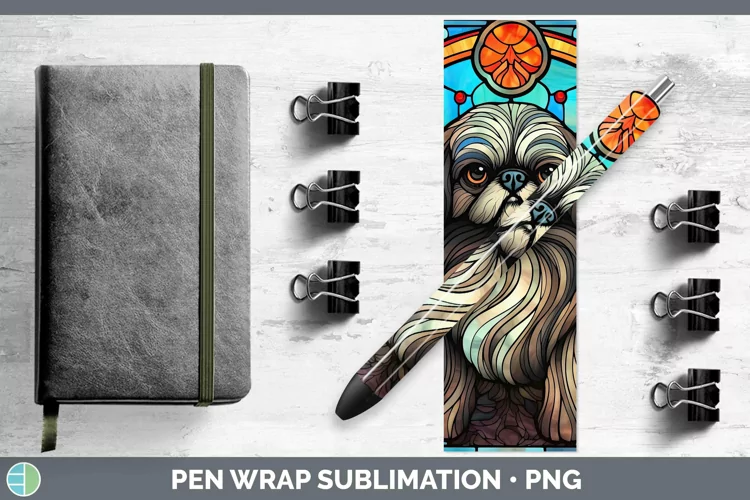 Dogs Stained Glass Pekingese Pen Wrap Sublimation Epoxy Pen