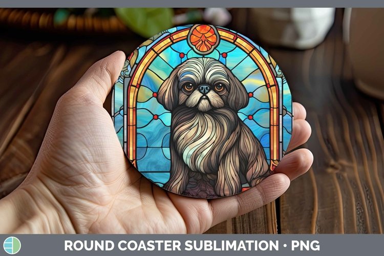 GorgeousDogs Stained Glass Round Coaster design.