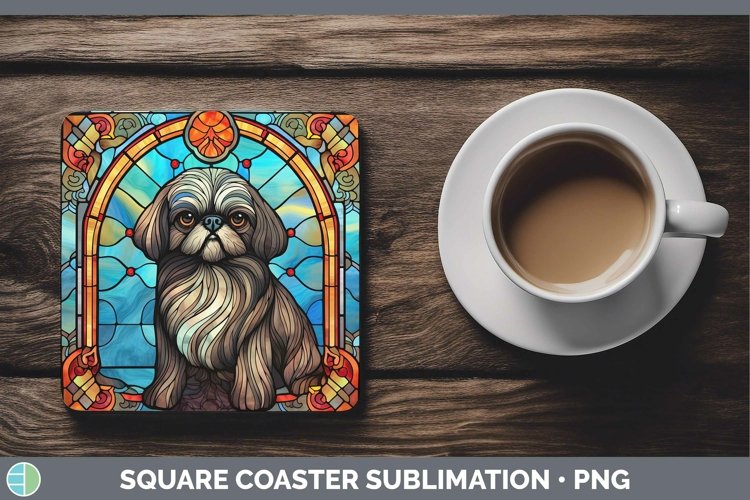 GorgeousDogs Stained Glass Square Coaster design.
