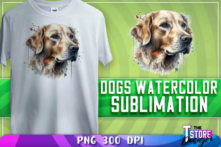 Dogs Watercolor Sublimation | T-Shirt Design | PNG File