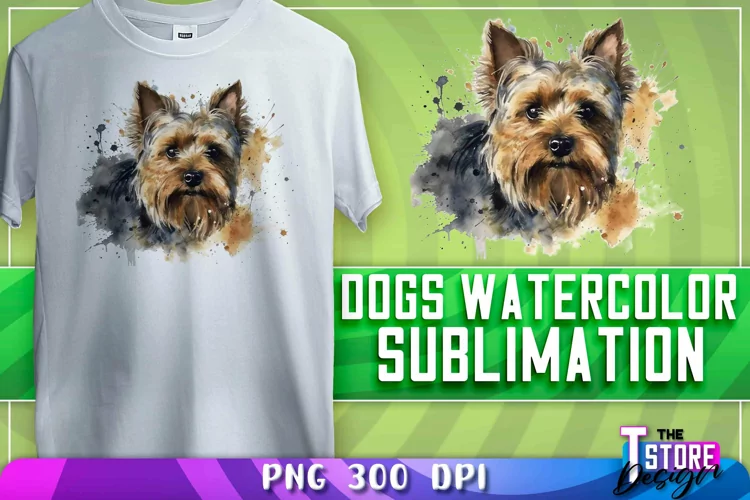 Dogs Watercolor Sublimation | T-Shirt Design | PNG File