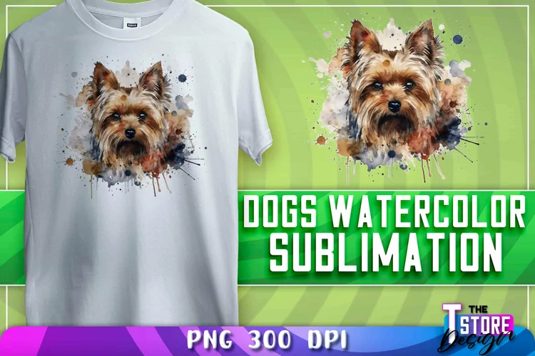 Dogs Watercolor Sublimation | T-Shirt Design | PNG File