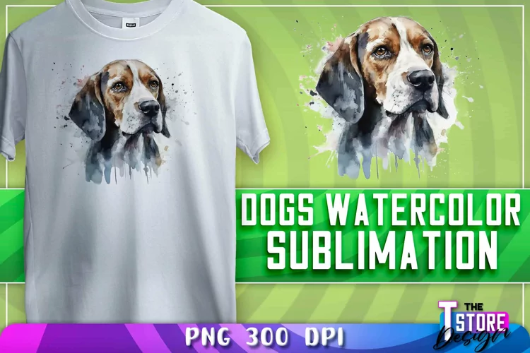 Dogs Watercolor Sublimation | T-Shirt Design | PNG File