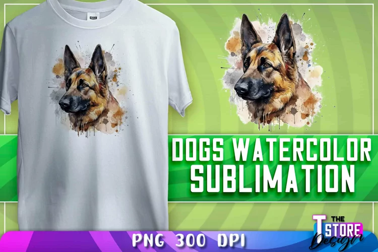 Dogs Watercolor Sublimation | T-Shirt Design | PNG File