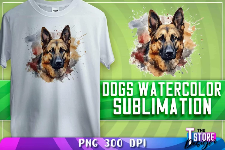Dogs Watercolor Sublimation | T-Shirt Design | PNG File