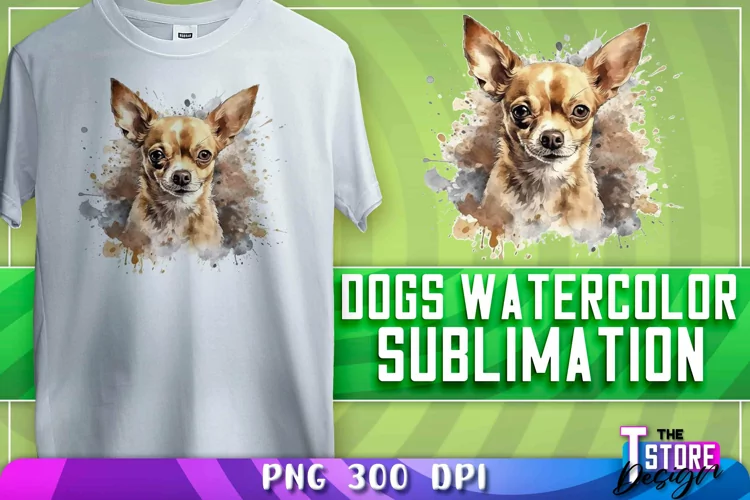 Dogs Watercolor Sublimation | T-Shirt Design | PNG File