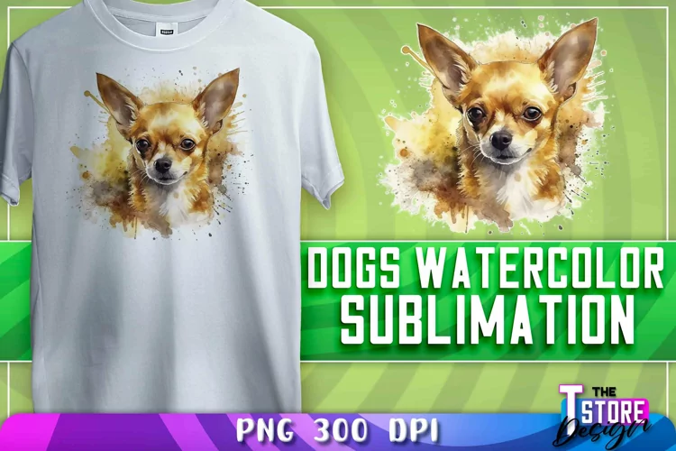 Dogs Watercolor Sublimation | T-Shirt Design | PNG File