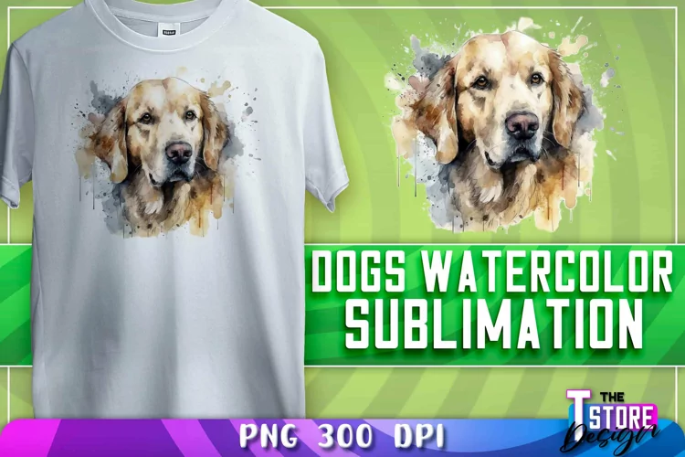 Dogs Watercolor Sublimation | T-Shirt Design | PNG File