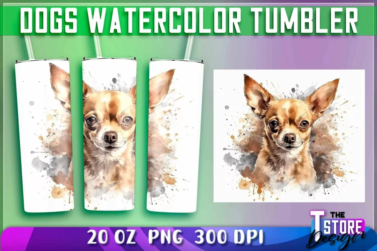 Dogs Watercolor Tumblers Wrap 20 oz. | PNG File | Dog PNG