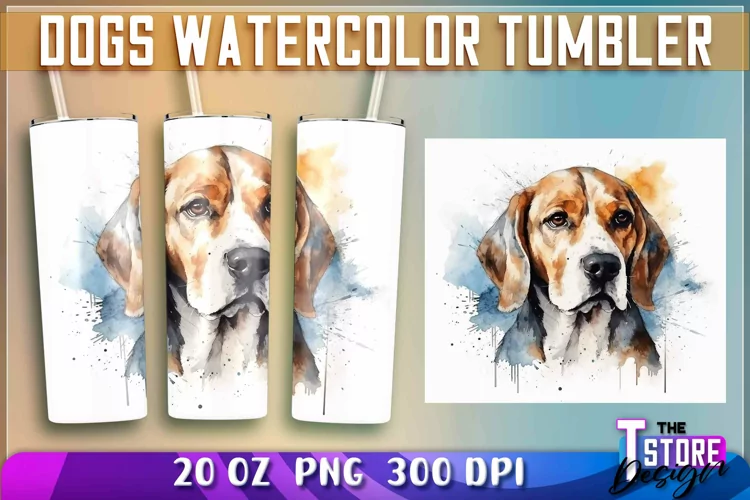 Dogs Watercolor Tumblers Wrap 20 oz. | PNG File | Dog PNG