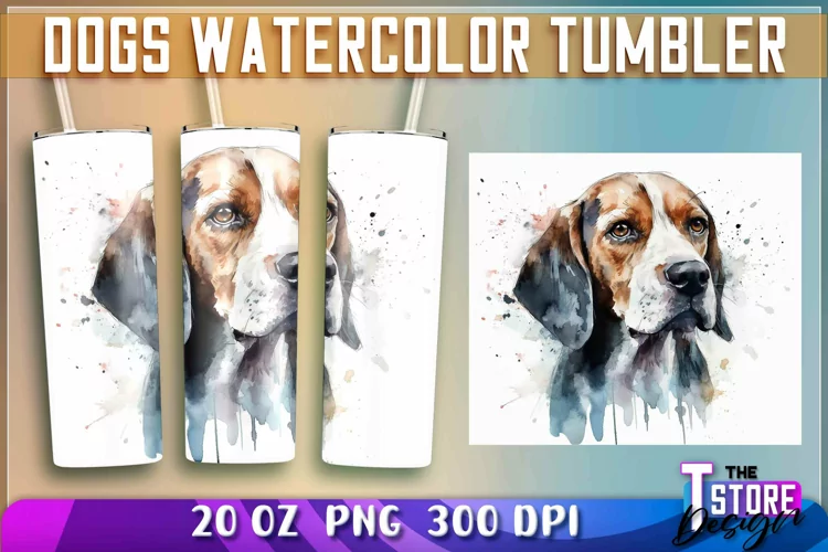 Dogs Watercolor Tumblers Wrap 20 oz. | PNG File | Dog PNG