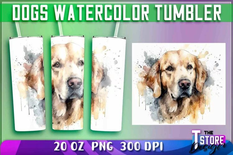 Dogs Watercolor Tumblers Wrap 20 oz. | PNG File | Dog PNG