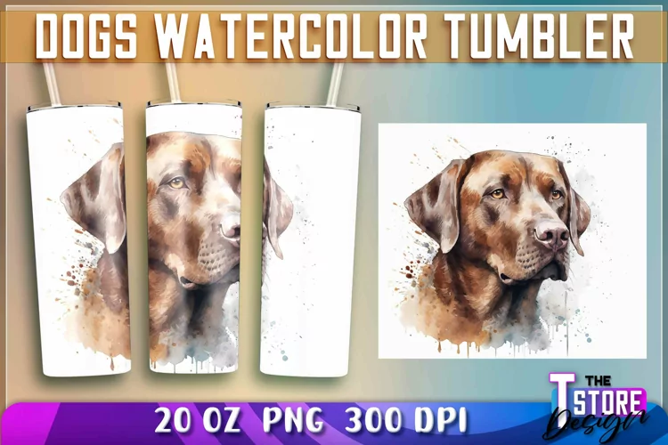 Dogs Watercolor Tumblers Wrap 20 oz. | PNG File | Dog PNG