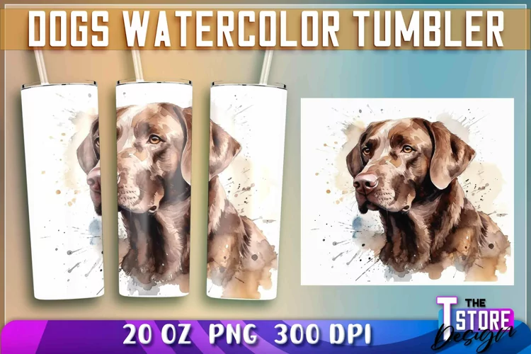 Dogs Watercolor Tumblers Wrap 20 oz. | PNG File | Dog PNG