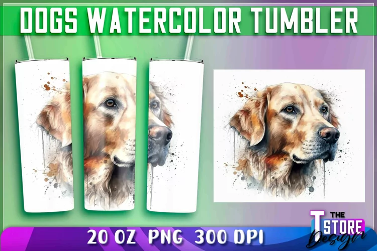 Dogs Watercolor Tumblers Wrap 20 oz. | PNG File | Dog PNG
