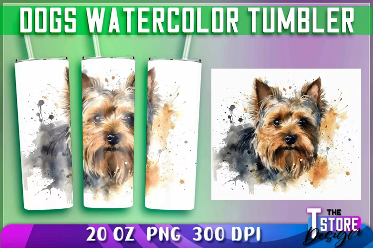 Dogs Watercolor Tumblers Wrap 20 oz. | PNG File | Dog PNG