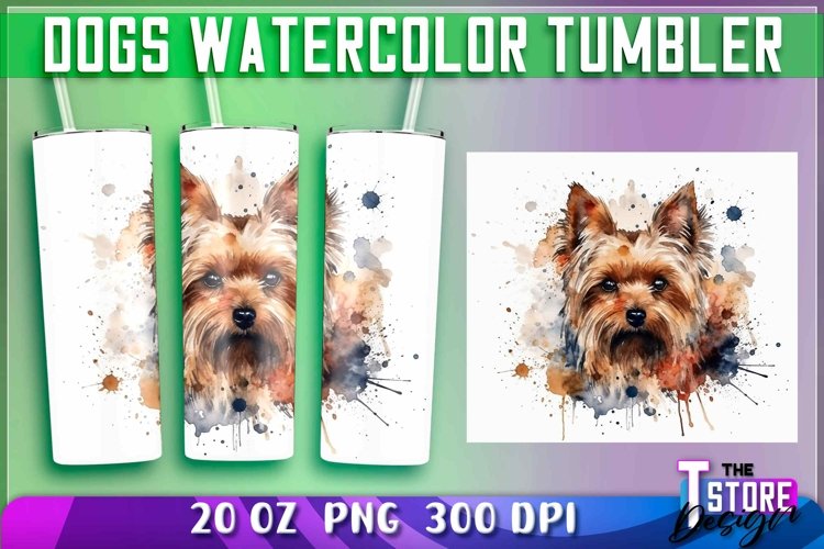 Dogs Watercolor Tumblers Wrap 20 oz. | PNG File | Dog PNG