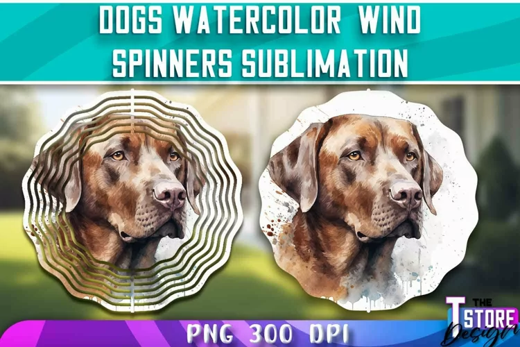 Dogs Watercolor Wind Spinners Sublimation | PNG Design
