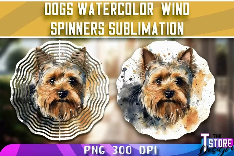 Dogs Watercolor Wind Spinners Sublimation | PNG Design