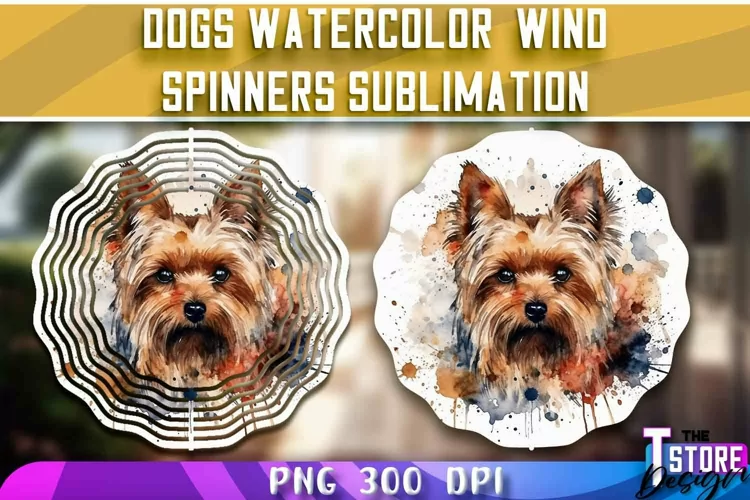 Dogs Watercolor Wind Spinners Sublimation | PNG Design
