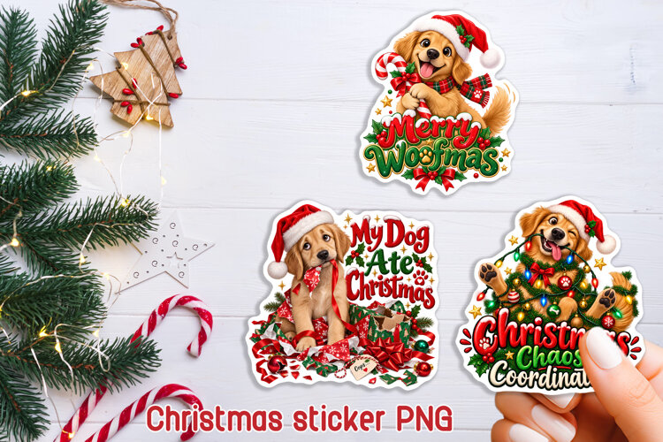 Funny Christmas Dog Quote Sticker PNG example image 1