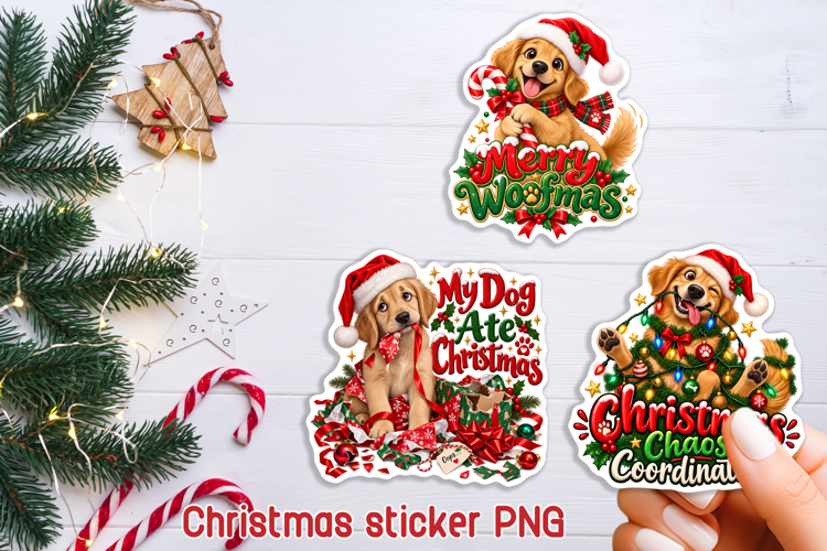 Funny Christmas Dog Quote Sticker PNG