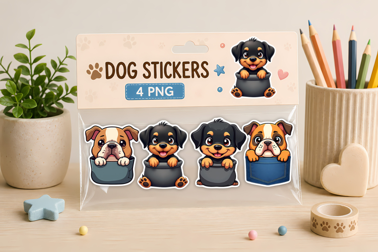 Cute Puppy Pocket Stickers Printable PNG Design