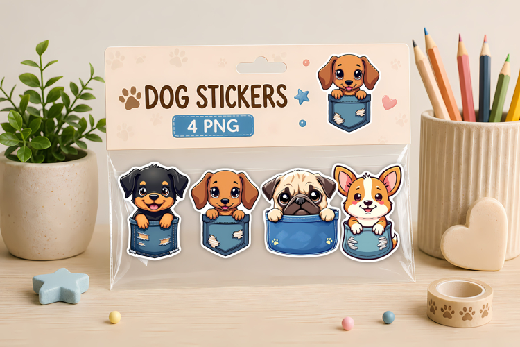 Printable Cute Dog Pocket PNG