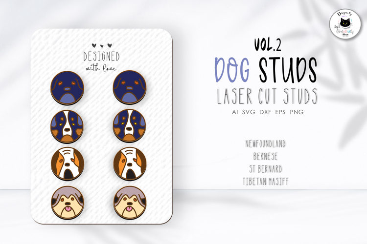 Round Dog Stud Earrings Vol.2 | Dog Earrings SVG
