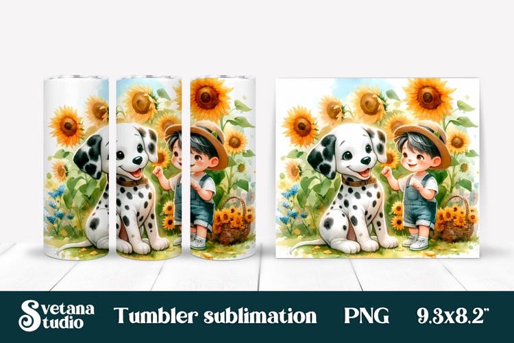 Dalmatian dog tumbler sublimation | Dog sunflower tumbler