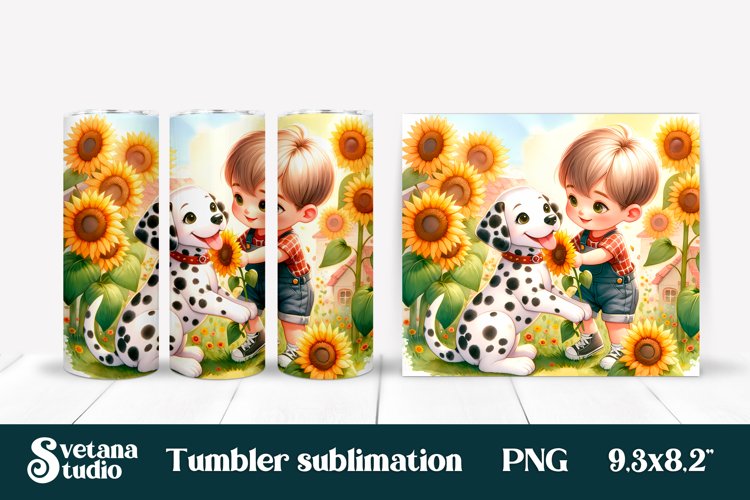 Dalmatian dog tumbler wrap | Dog sunflower tumbler