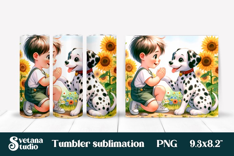 Dalmatian dog tumbler wrap design | Dog sunflower tumbler example image 1