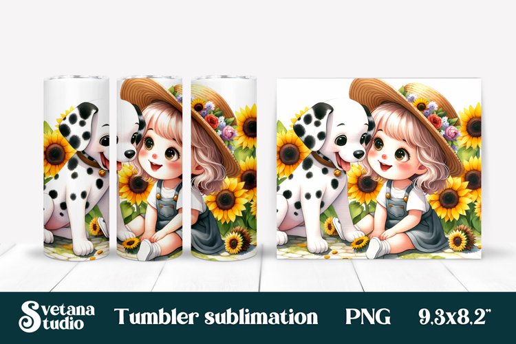 Dalmatian dog tumbler wrap design | Dog girl tumbler