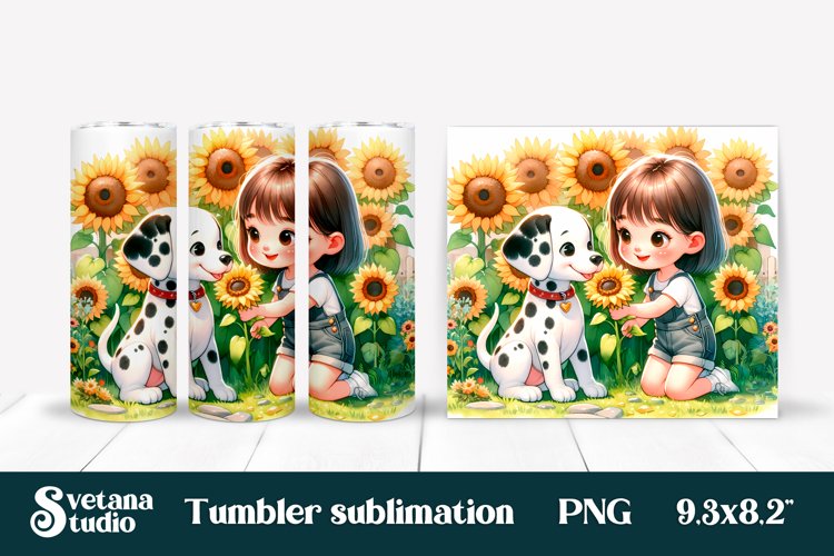 Dalmatian dog tumbler wrap design | Dog girl tumbler wrap