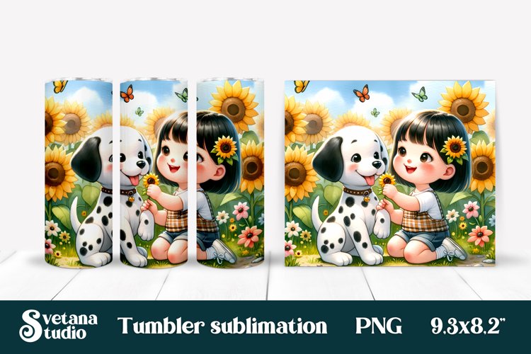 Dalmatian dog tumbler design | Dog girl tumbler wrap