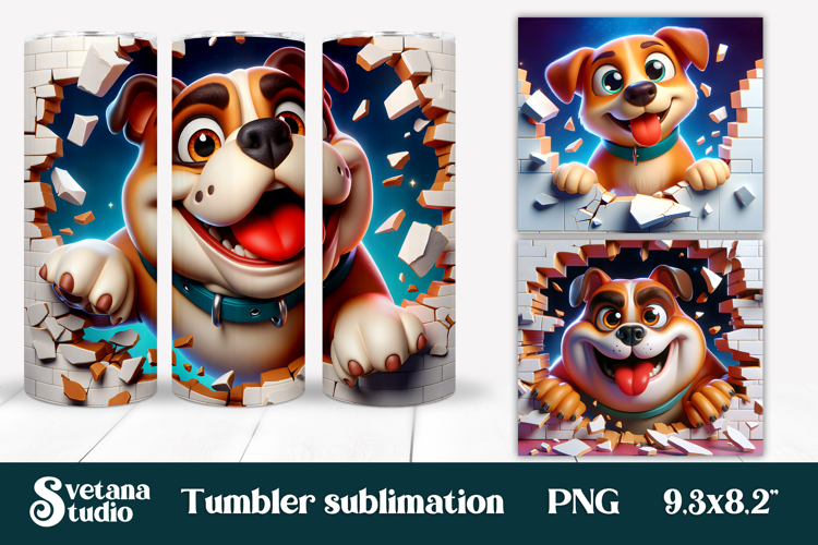 Funny dog in wall tumbler wrap | Funny animal tumbler PNG