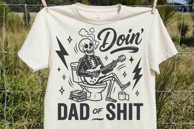 Doin Dad Shit SVG, Funny Skeleton Guitarist PNG