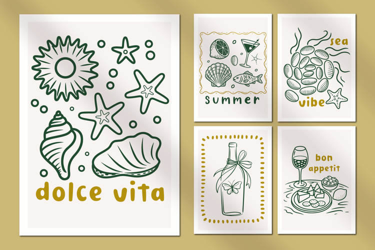 Dolce Vita, Italian holiday card set, Printable Set