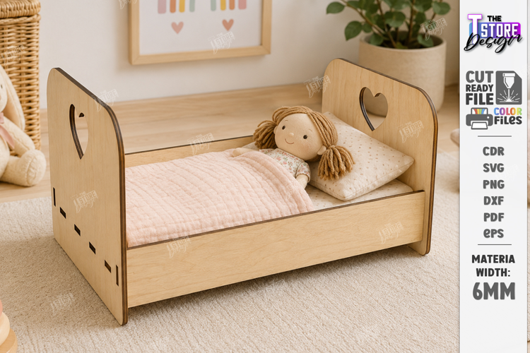 Doll Bed Laser Cut | Miniature Wooden Dollhouse Furniture