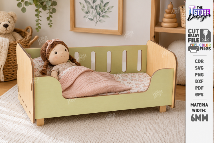 Doll Bed Laser Cut | Miniature Wooden Dollhouse Furniture