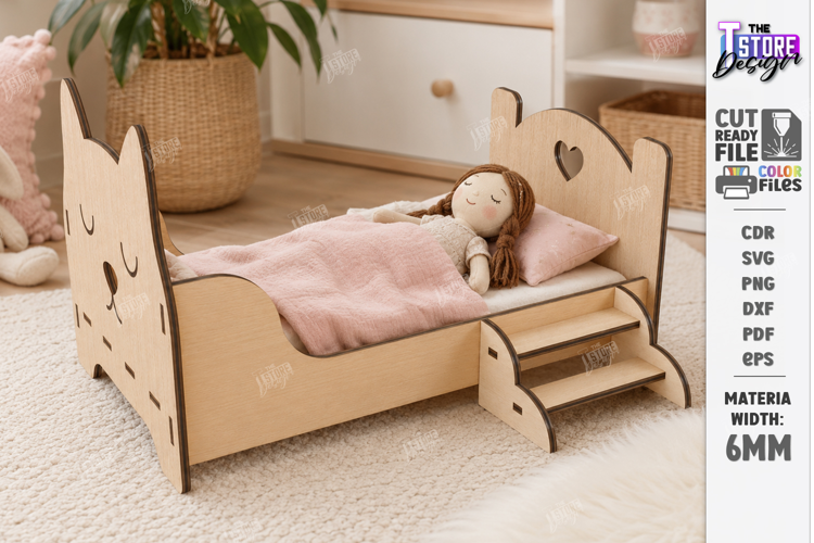Doll Bed Laser Cut | Miniature Wooden Dollhouse Furniture